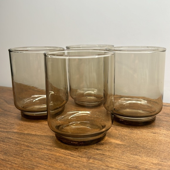 Vintage Set Of 4 Smoked Glasses 5 oz Cocktail Juice Dominion 60s Retro MCM - Picture 3 of 7